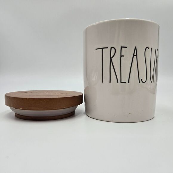 Rae Dunn TREASURES Jar Ceramic Canister White Farmhouse Storage Container - Picture 3 of 5
